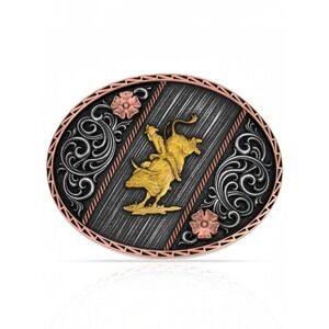 Montana Silversmiths Tri Color Rodeo Bull Rider Belt Buckle NEW